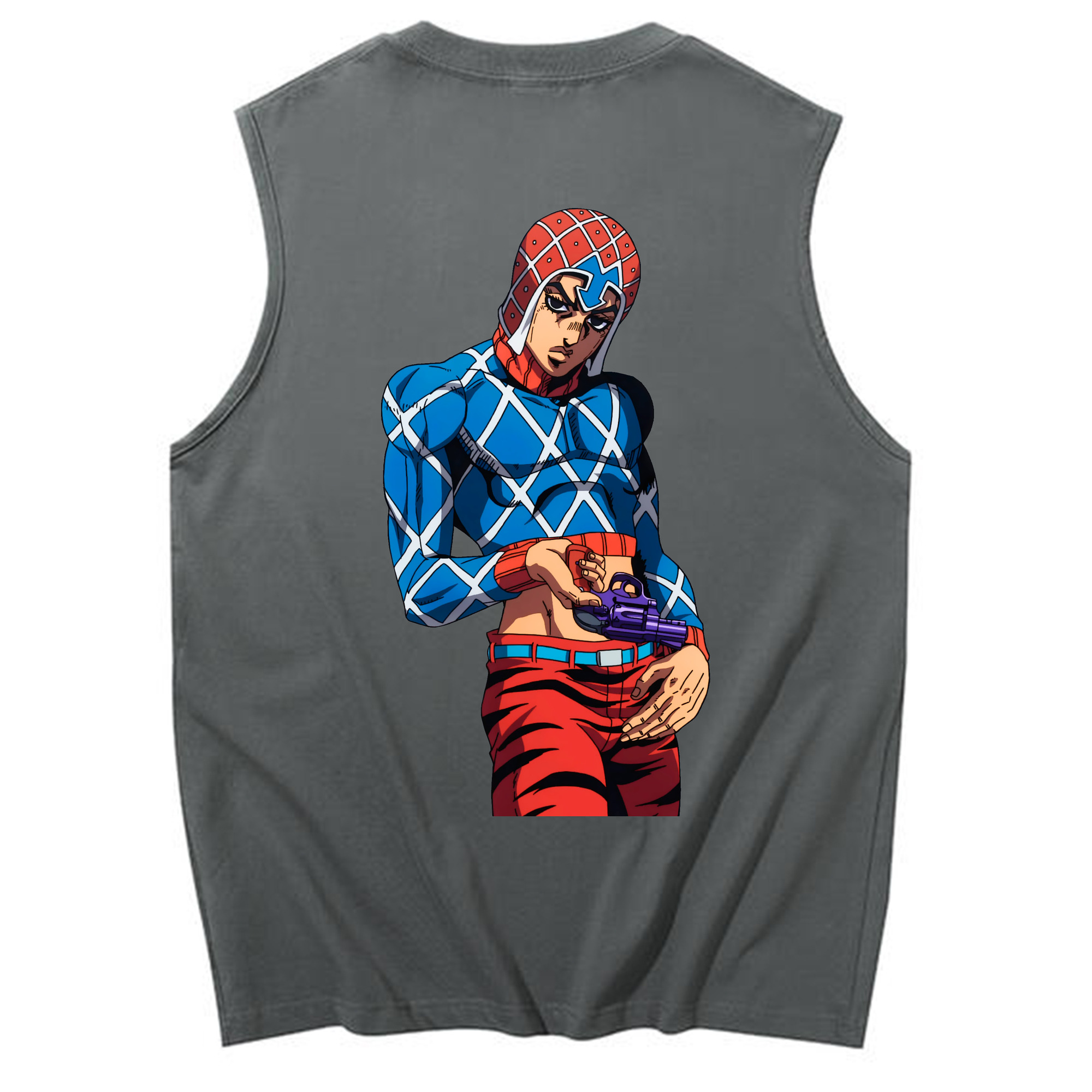 （画像用） ジョジョの奇妙な冒険 グイード?ミスタ JoJo's Bizarre Adventure Guido Mista コットン100％タンクトップ（背面プリント）